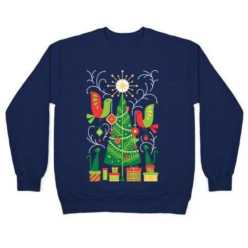 Vintage Christmas Tree Decorating Crewneck Sweatshirt